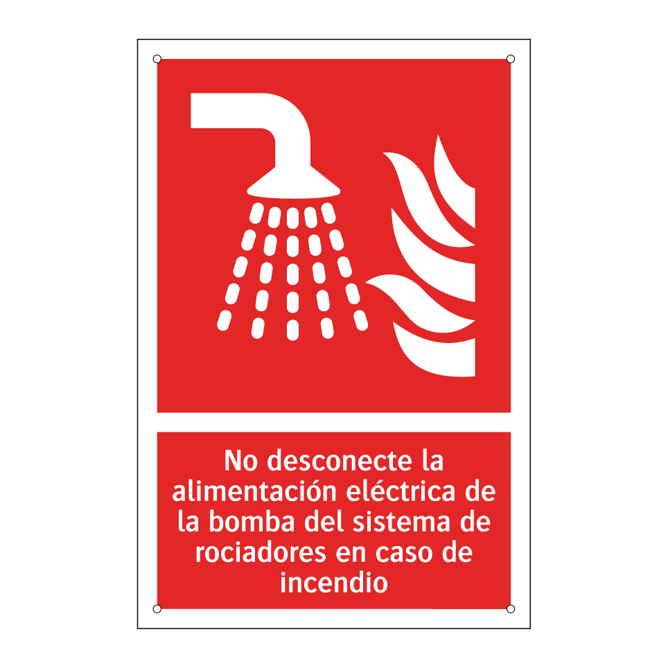 No desconecte la alimentación eléctrica de la bomba del sistema de rociadores en caso de incendio