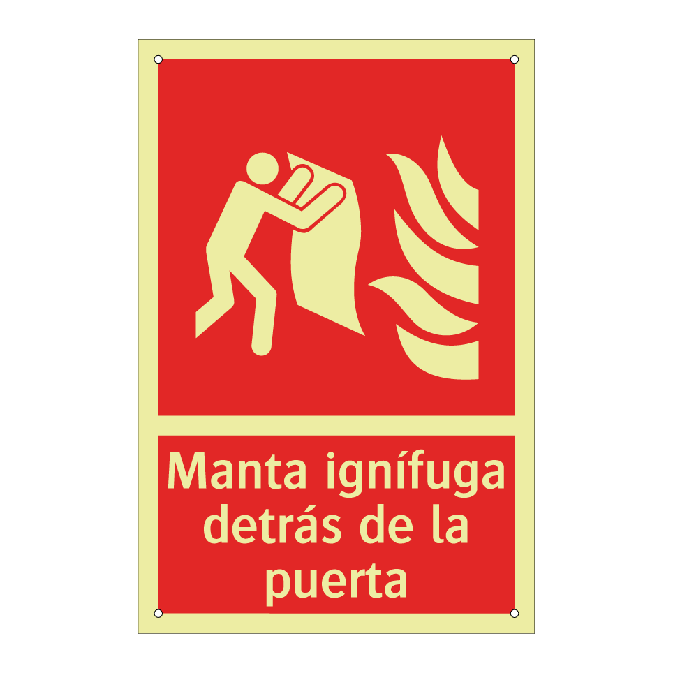Manta ignífuga detrás de la puerta