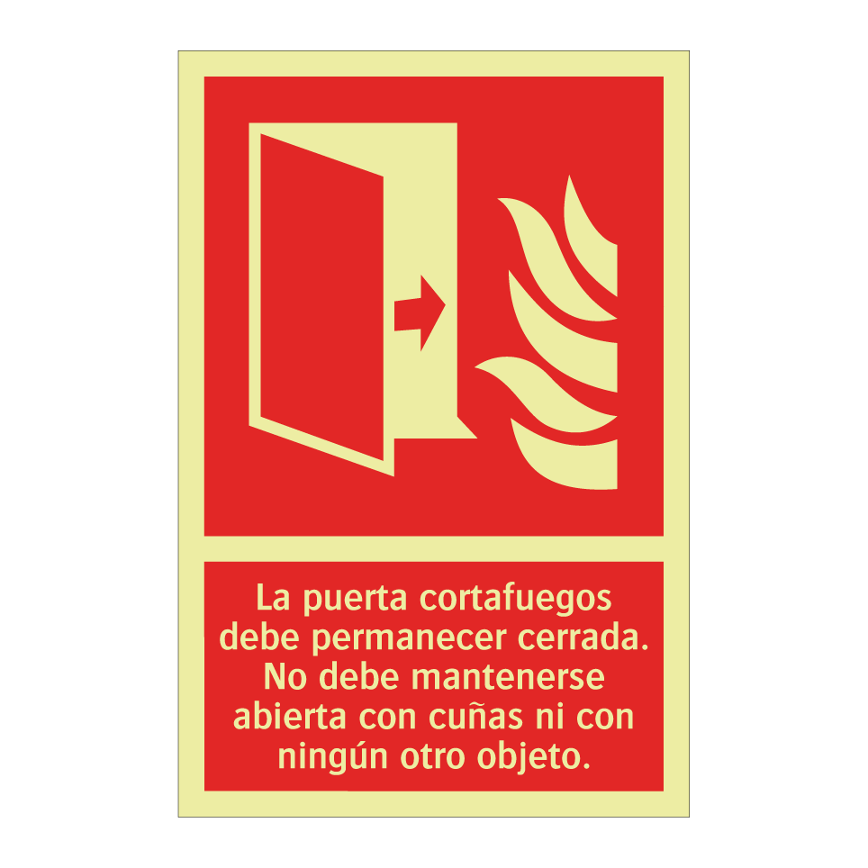 La puerta cortafuegos debe permanecer cerrada. No debe mantenerse abierta con cuñas ni con ningún otro objeto.