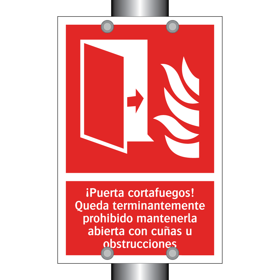 ¡Puerta cortafuegos! Queda terminantemente prohibido mantenerla abierta con cuñas u obstrucciones