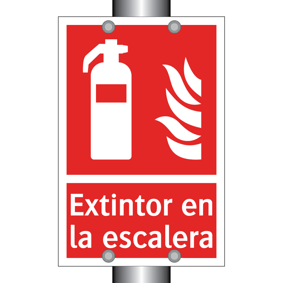 Extintor en la escalera