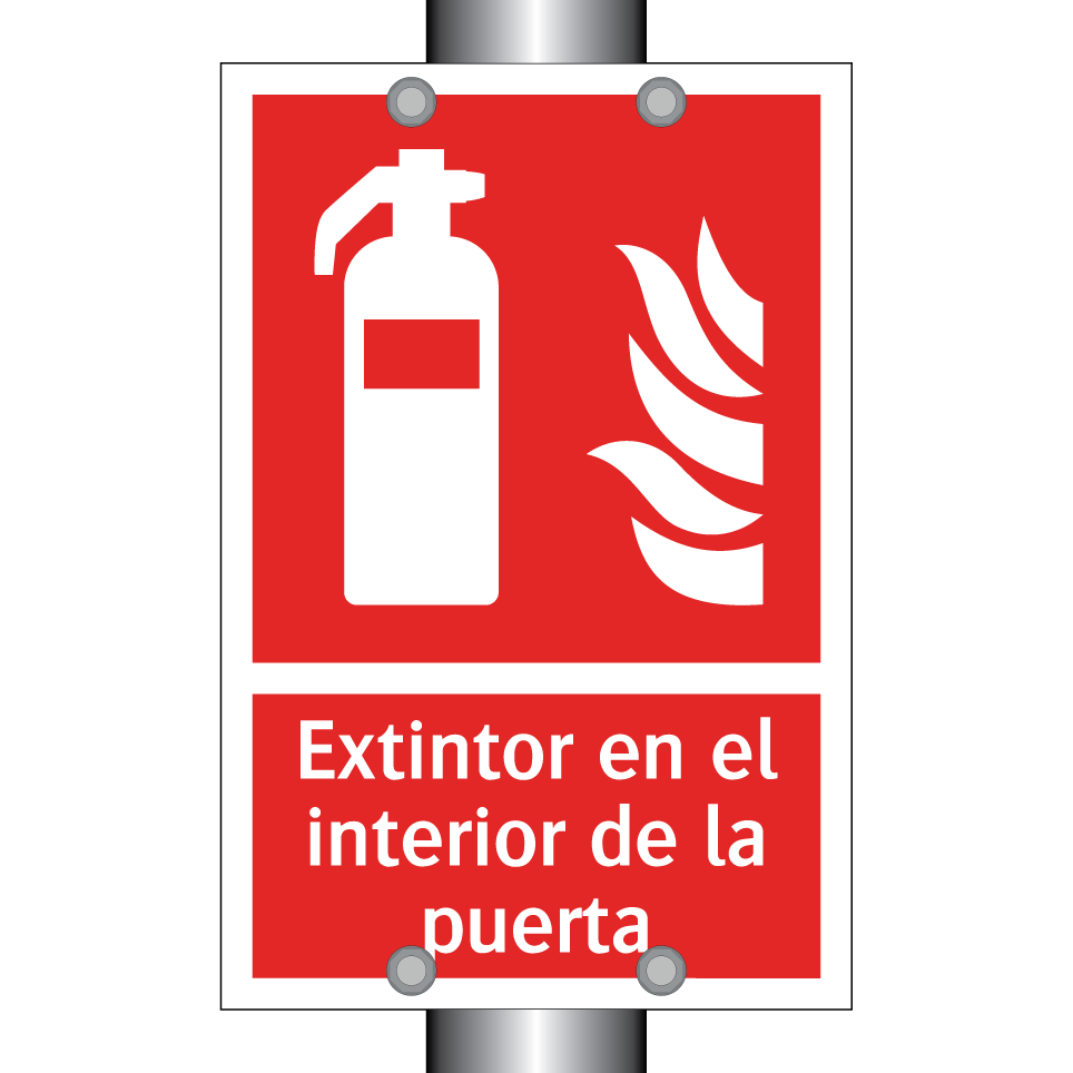 Extintor en el interior de la puerta