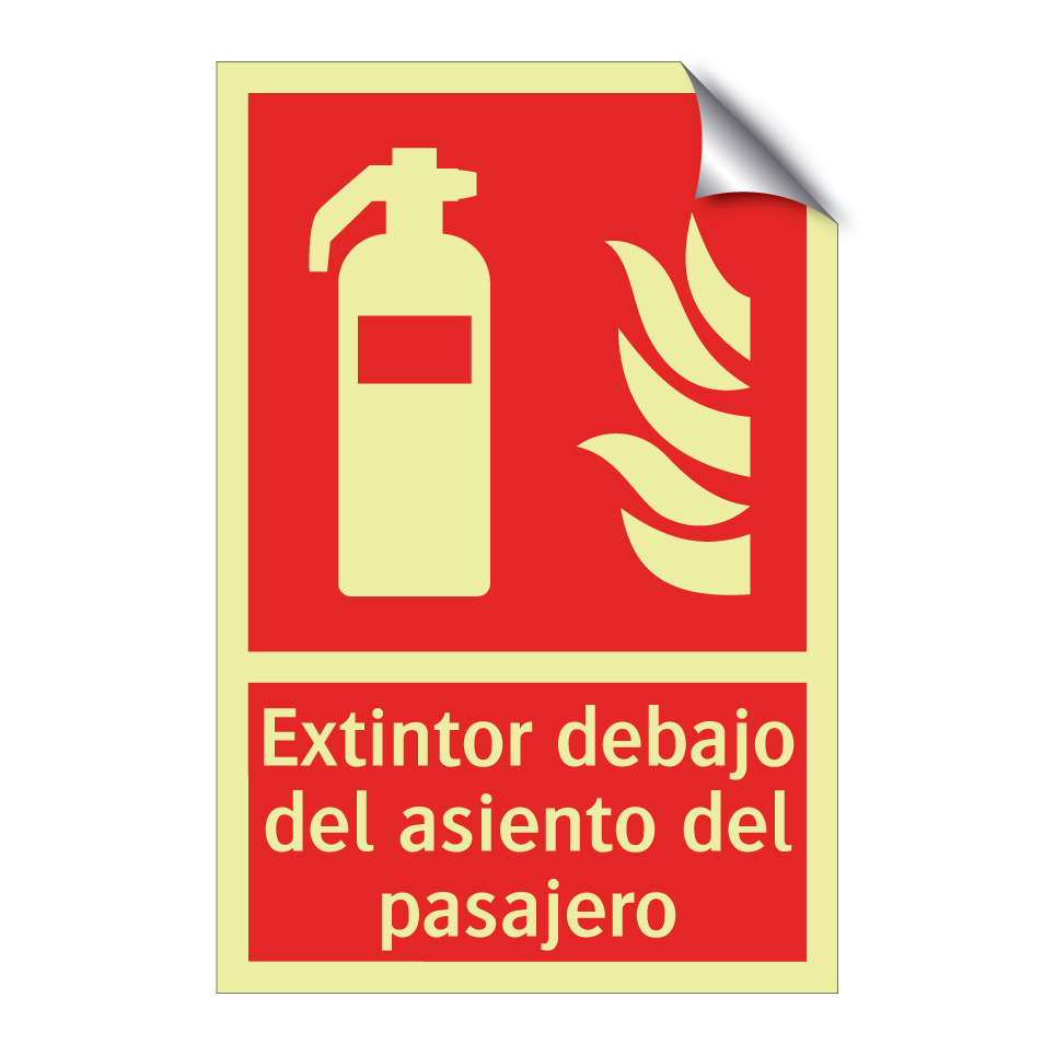 Extintor debajo del asiento del pasajero