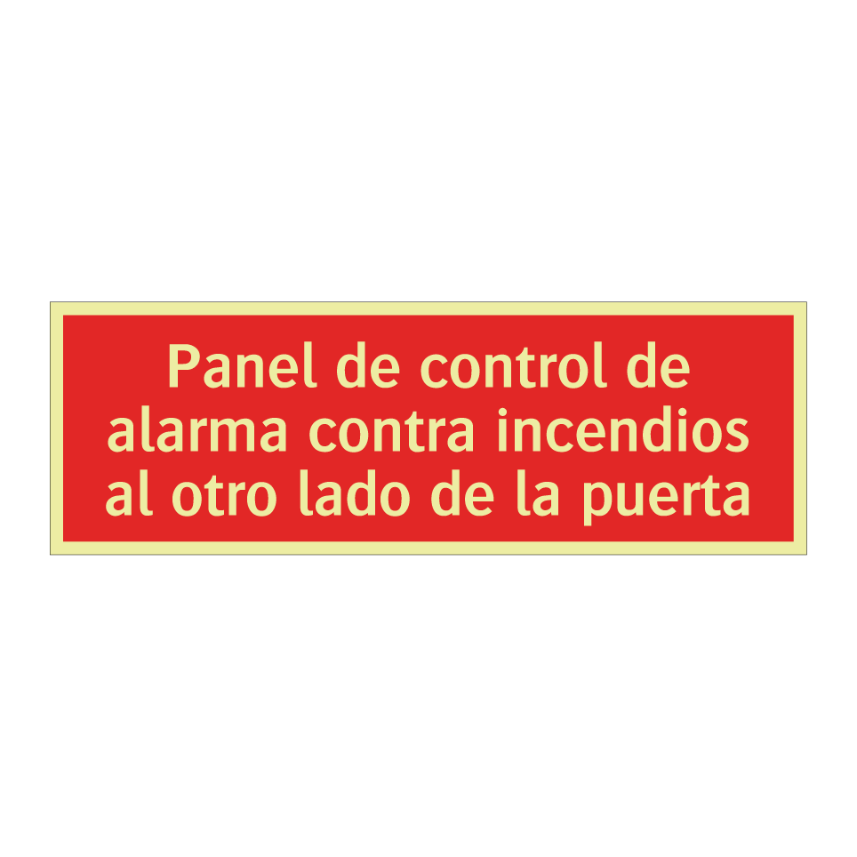 Panel de control de alarma contra incendios al otro lado de la puerta