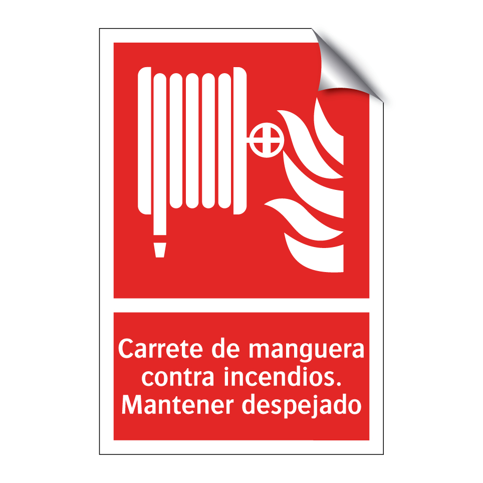Carrete de manguera contra incendios. Mantener despejado