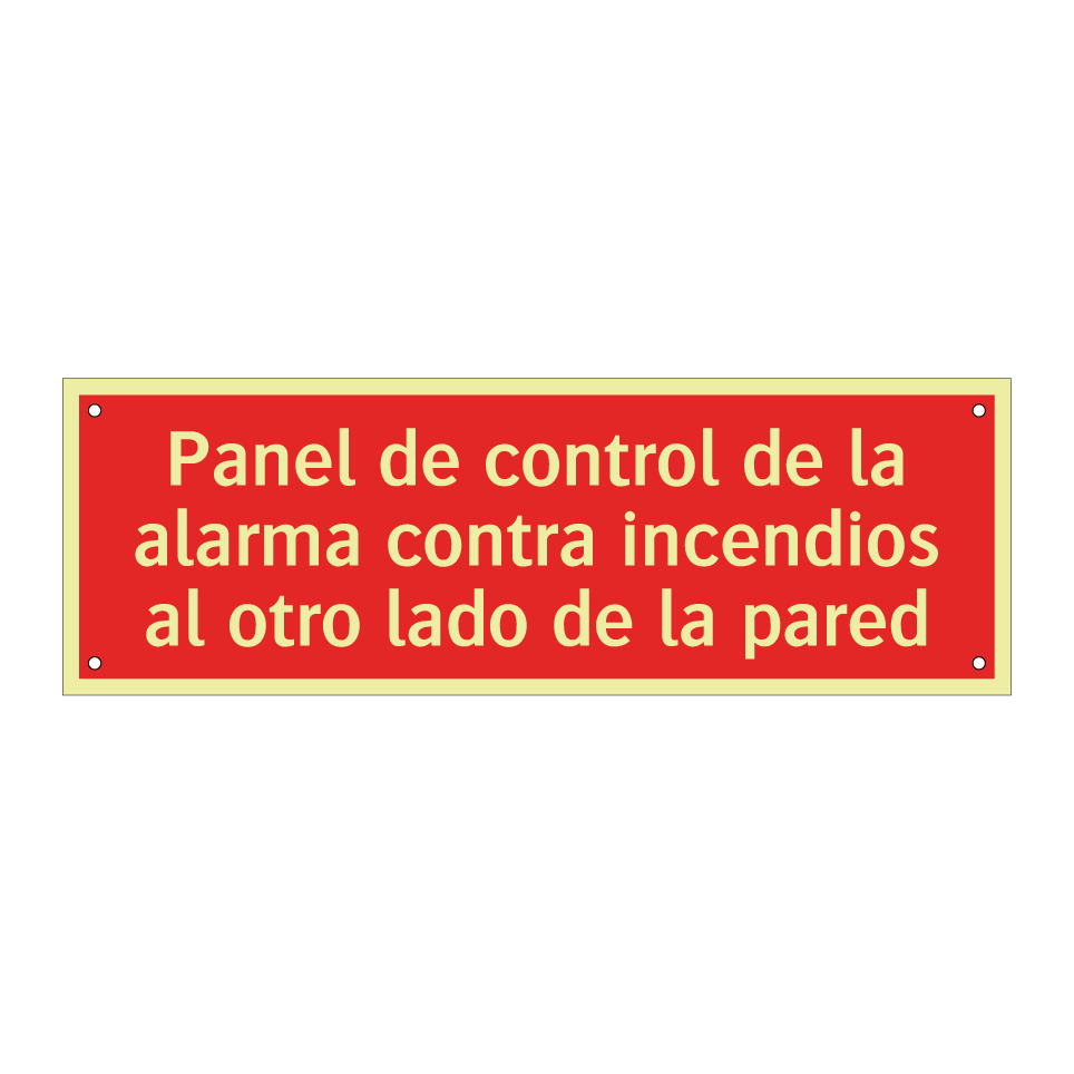 Panel de control de la alarma contra incendios al otro lado de la pared