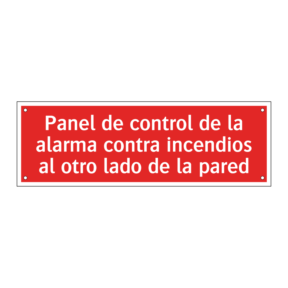Panel de control de la alarma contra incendios al otro lado de la pared