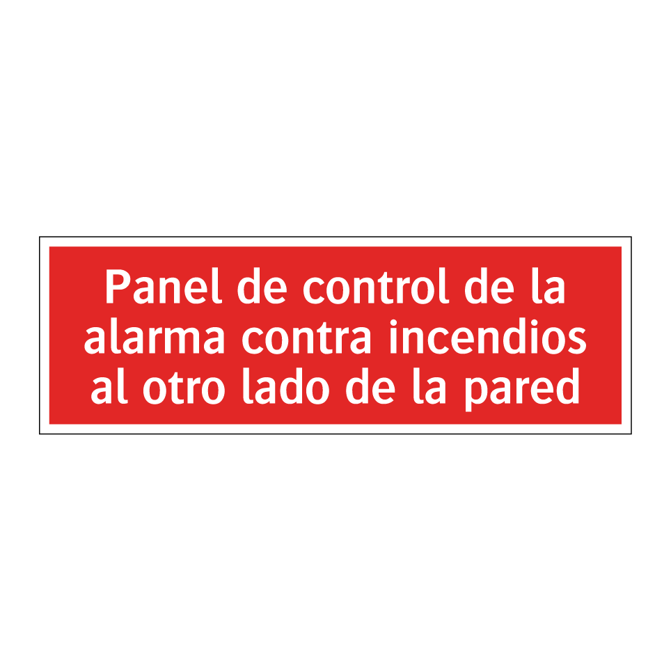 Panel de control de la alarma contra incendios al otro lado de la pared