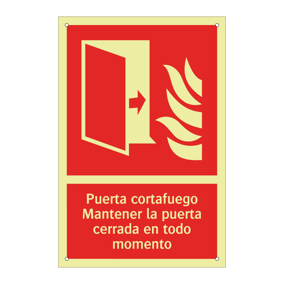 Puerta cortafuego Mantener la puerta cerrada en todo momento