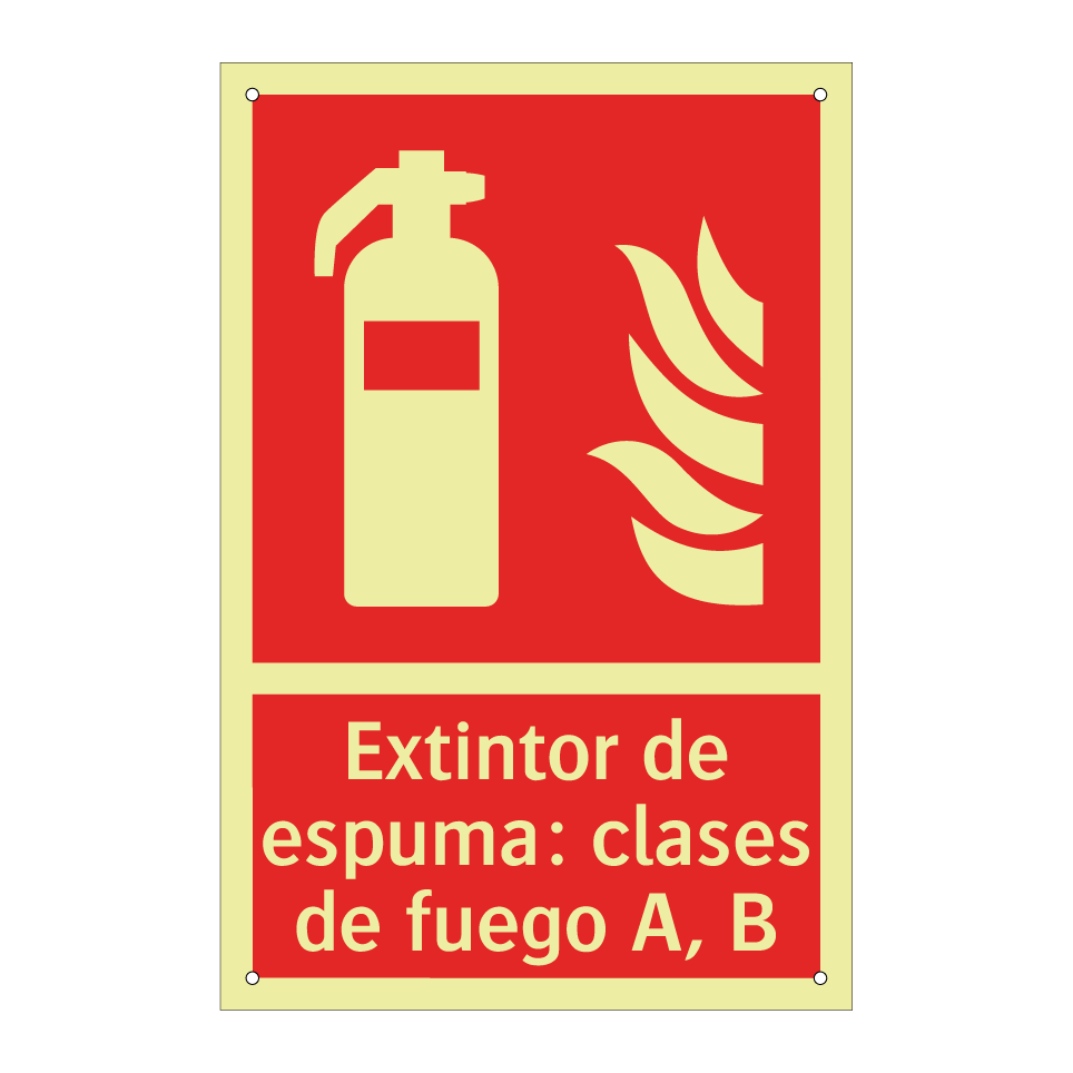 Extintor de espuma: clases de fuego A, B