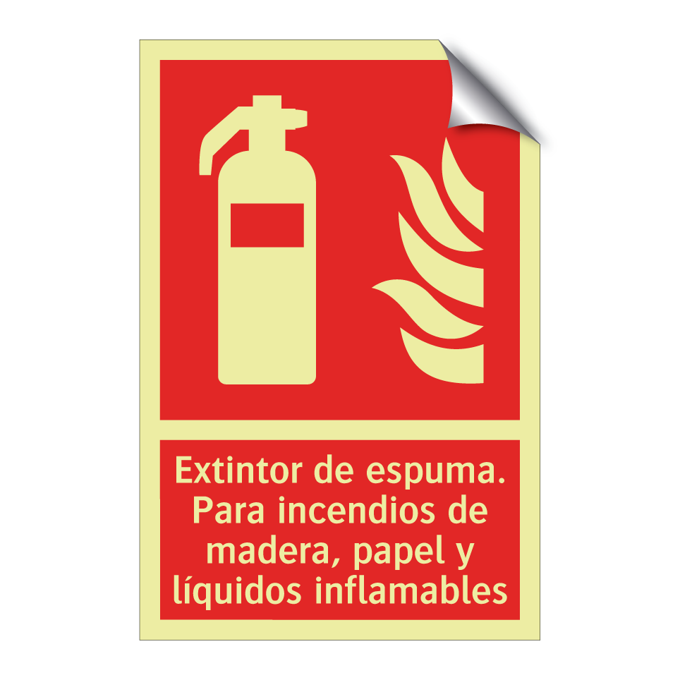 Extintor de espuma. Para incendios de madera, papel y líquidos inflamables