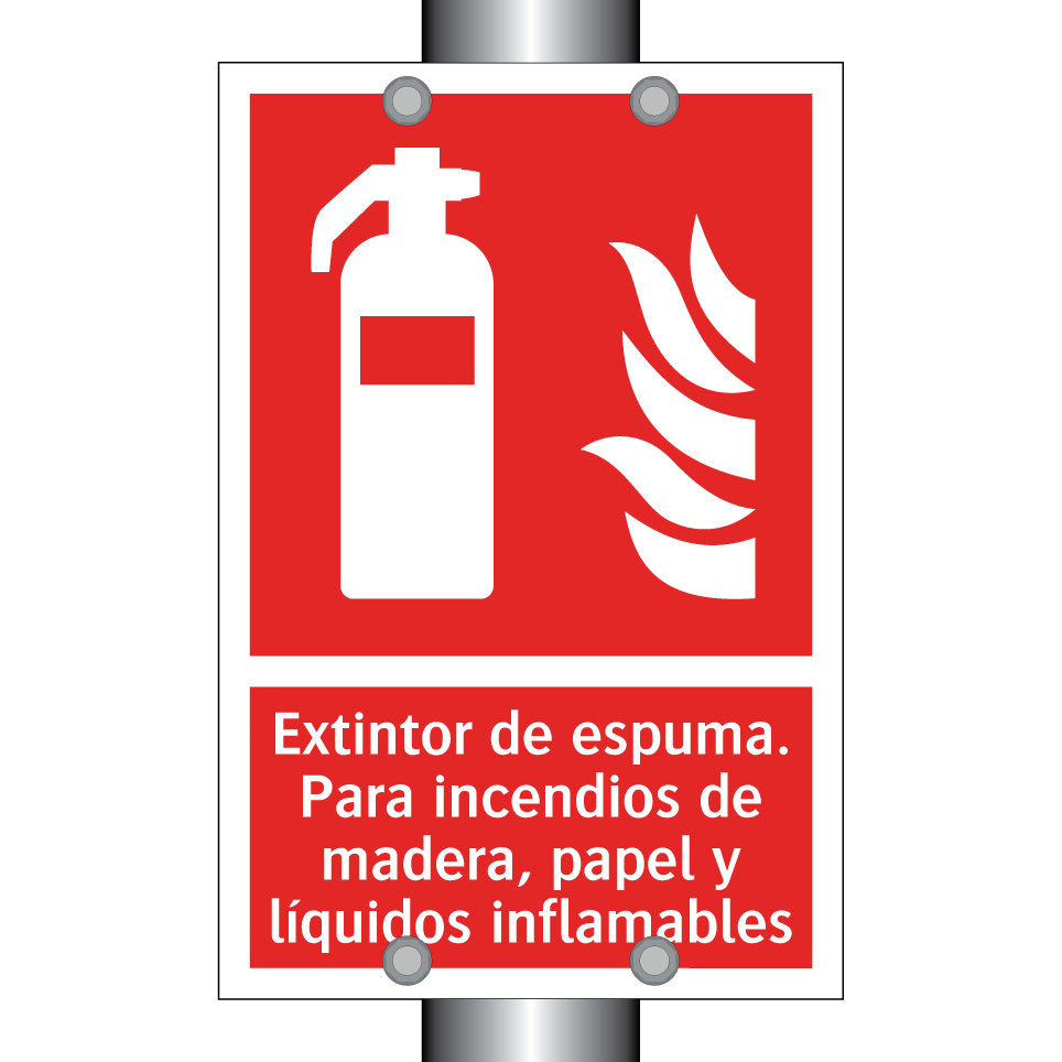 Extintor de espuma. Para incendios de madera, papel y líquidos inflamables