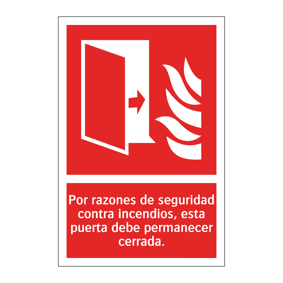 Por razones de seguridad contra incendios, esta puerta debe permanecer cerrada.