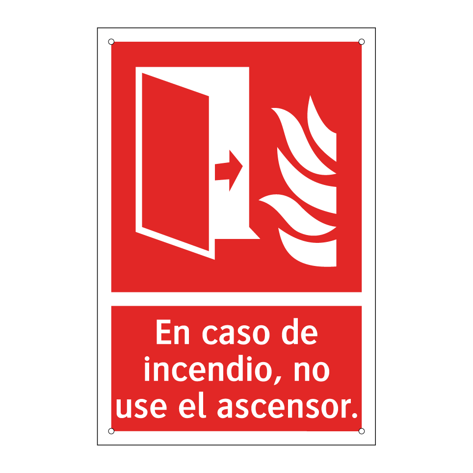 En caso de incendio, no use el ascensor.