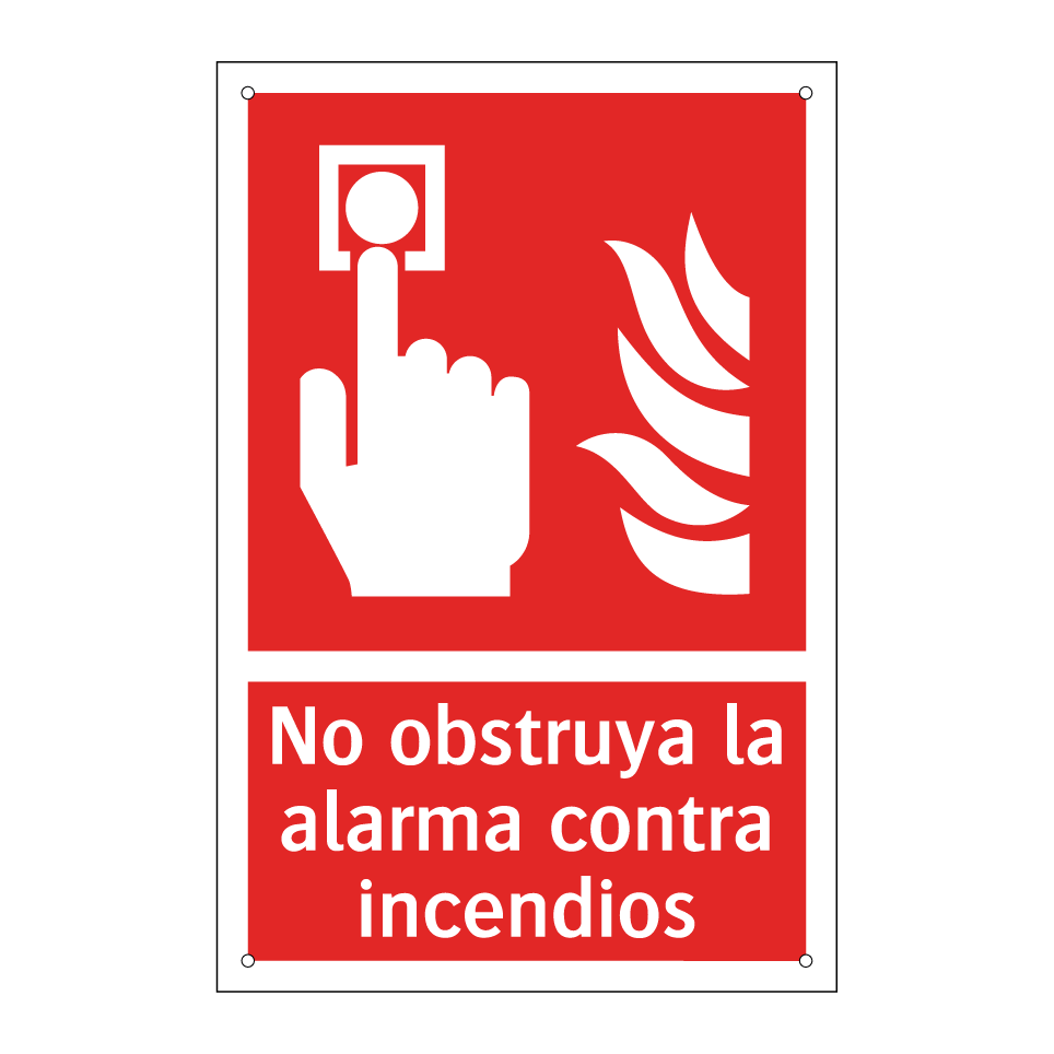 No obstruya la alarma contra incendios