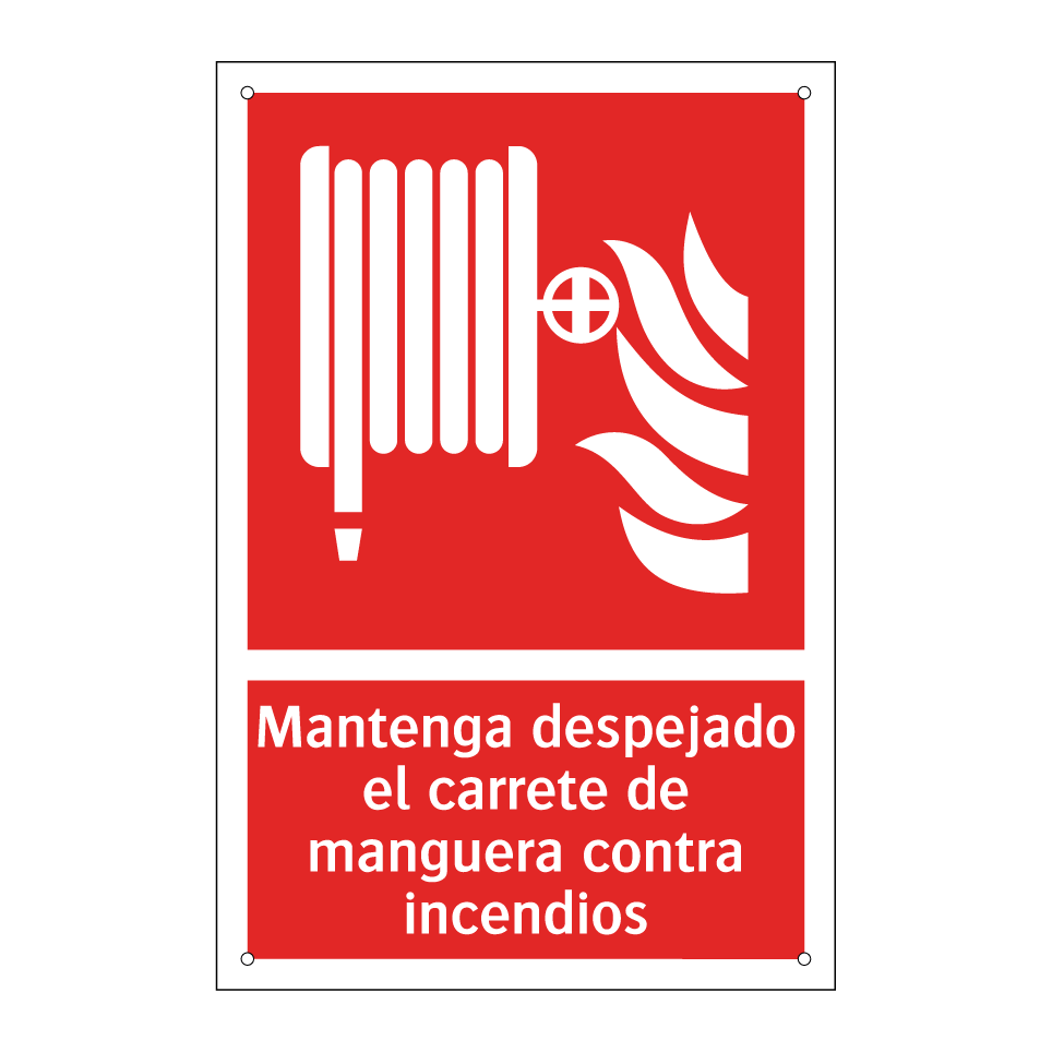 Mantenga despejado el carrete de manguera contra incendios