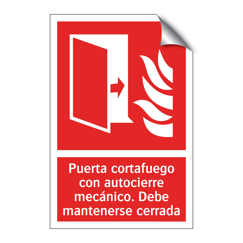 Puerta cortafuego con autocierre mecánico. Debe mantenerse cerrada