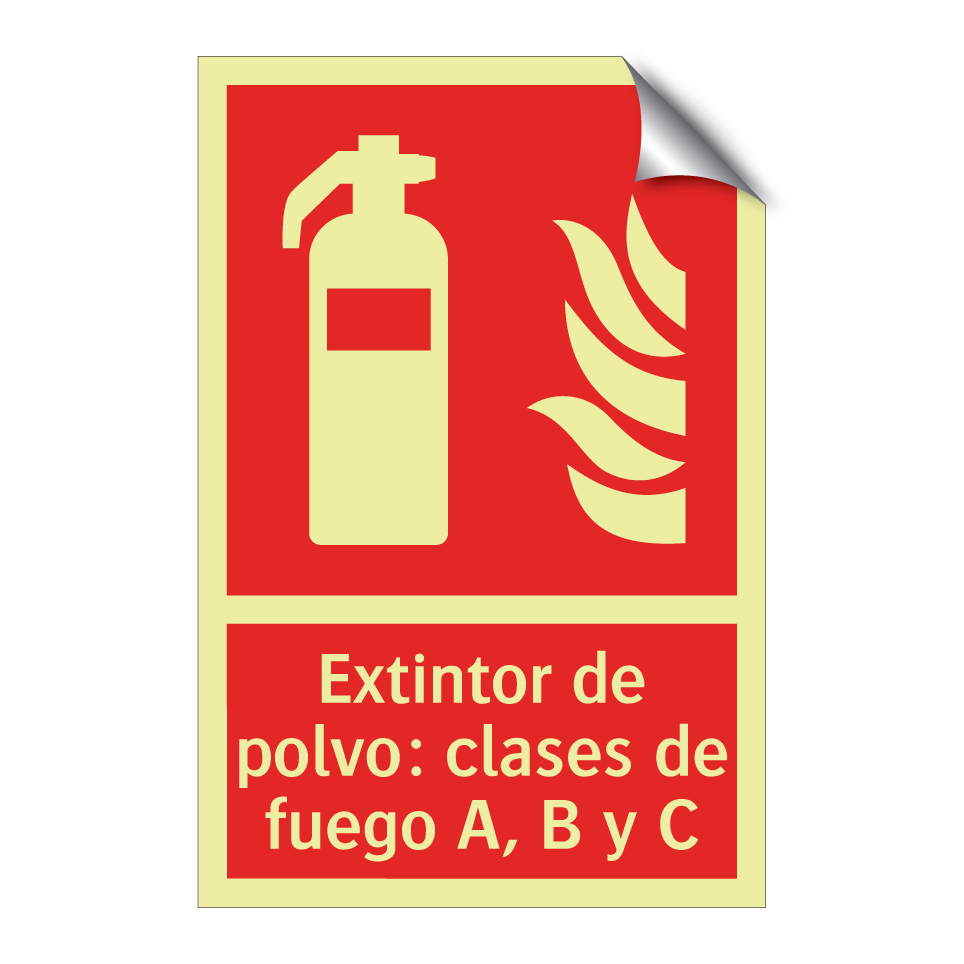 Extintor de polvo: clases de fuego A, B y C