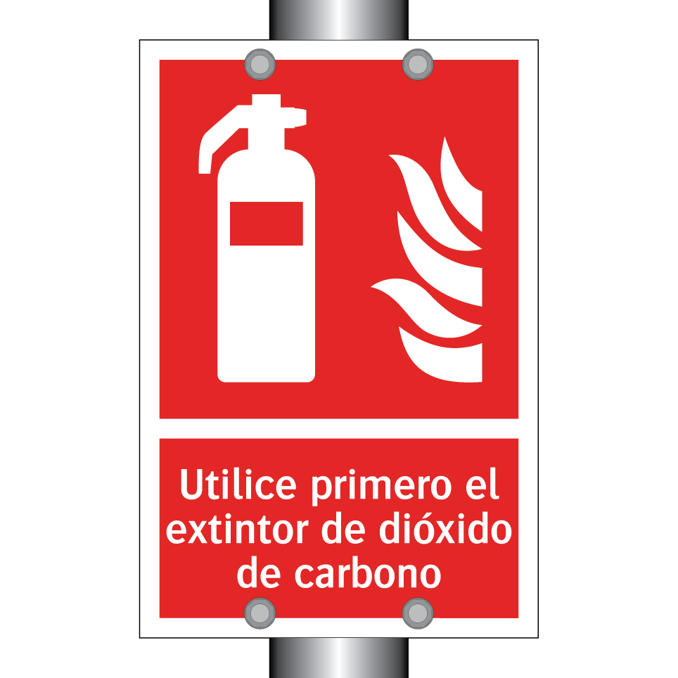Utilice primero el extintor de dióxido de carbono