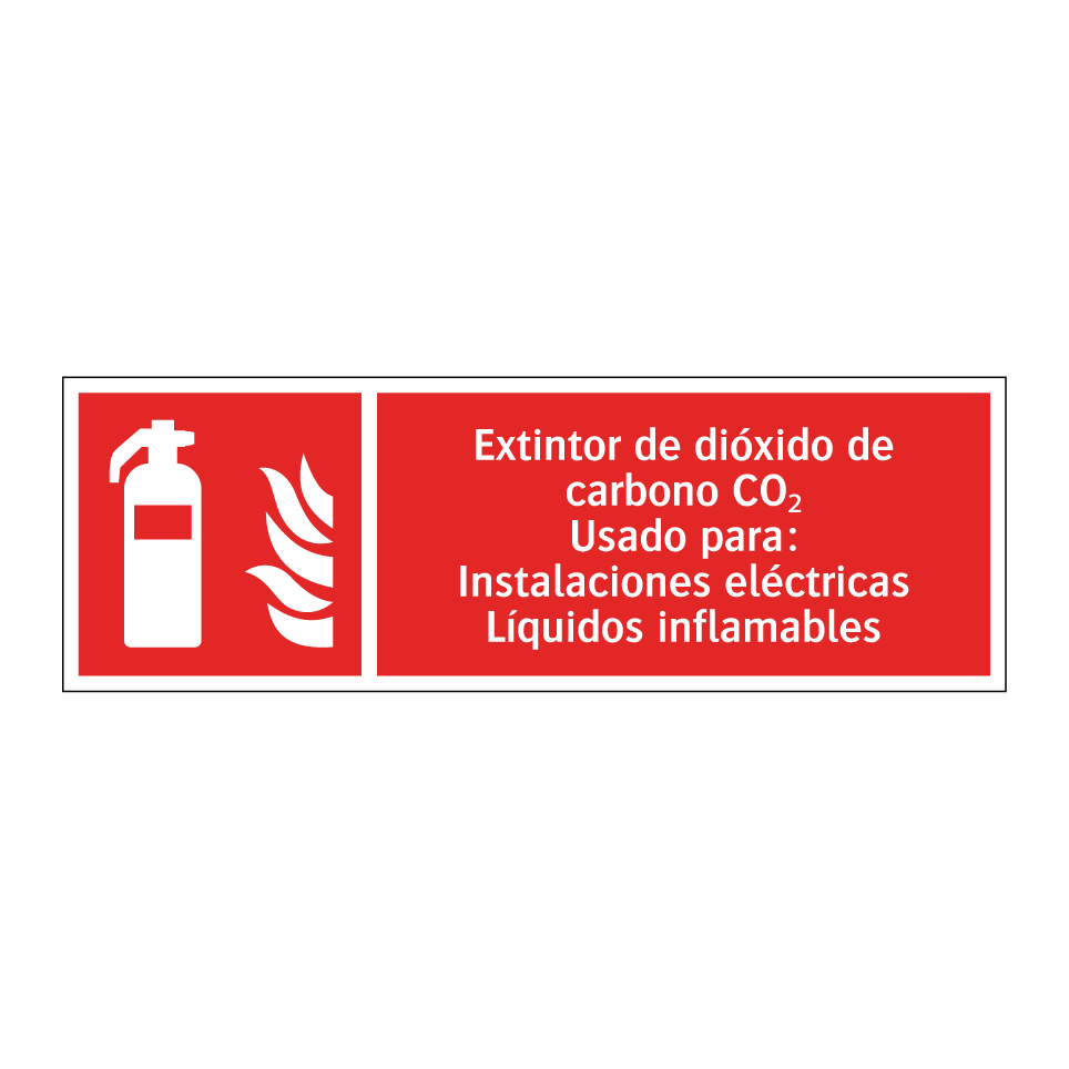 Extintor de dióxido de carbono CO₂ Usado para: Instalaciones eléctricas Líquidos inflamables