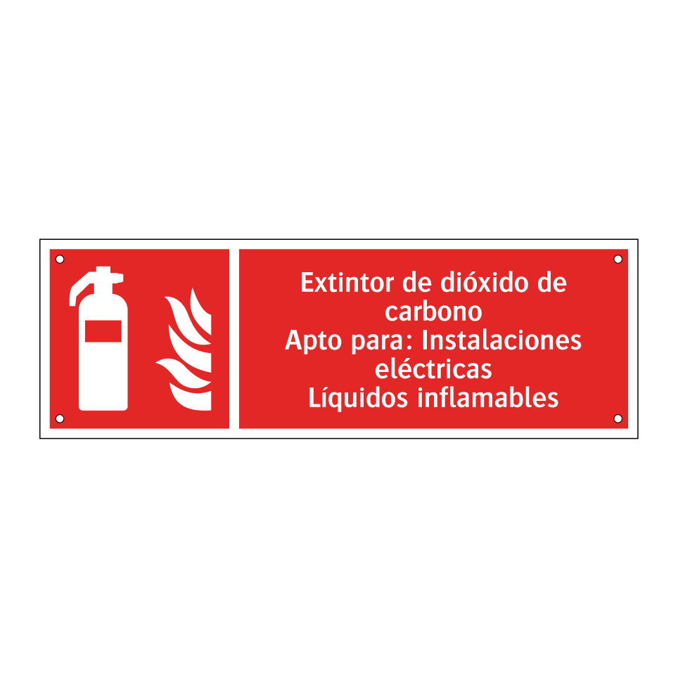 Extintor de dióxido de carbono Apto para: Instalaciones eléctricas Líquidos inflamables