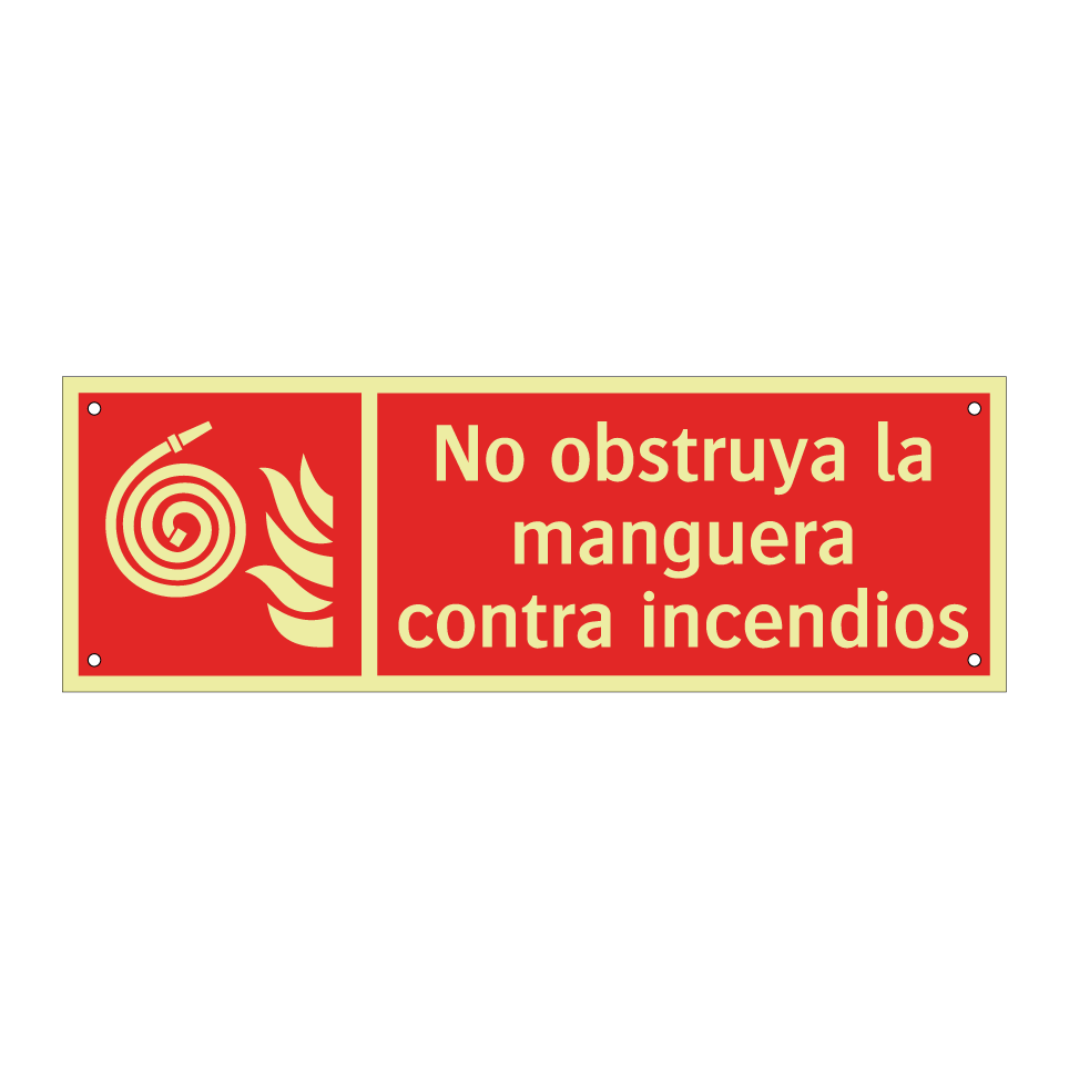 No obstruya la manguera contra incendios