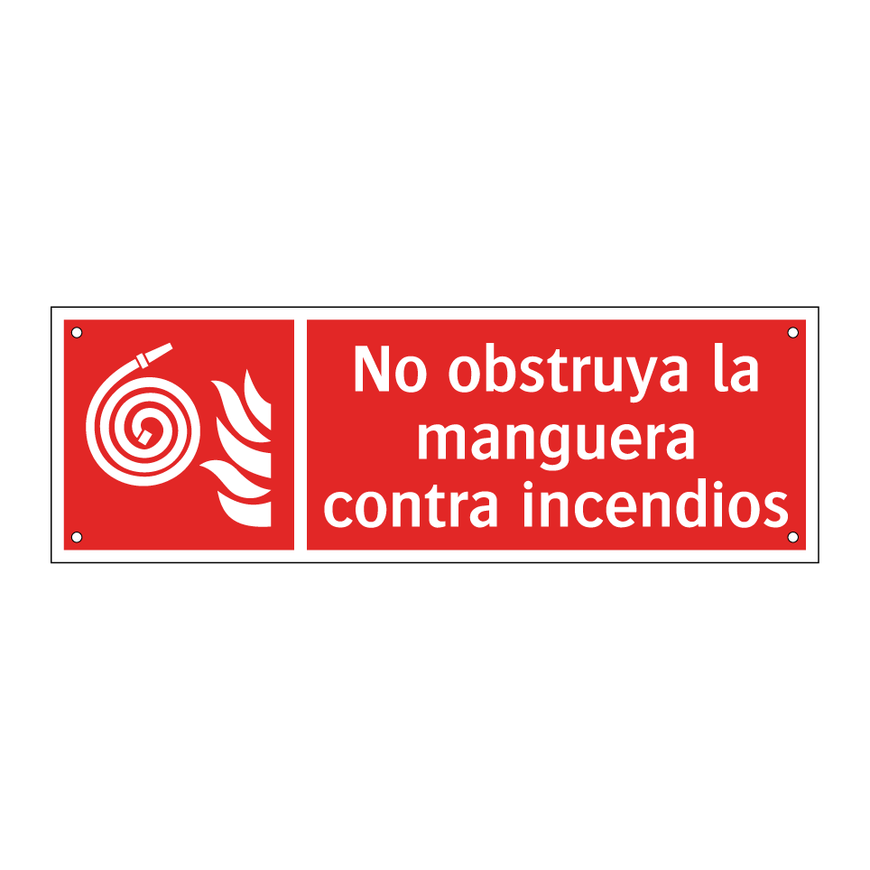 No obstruya la manguera contra incendios