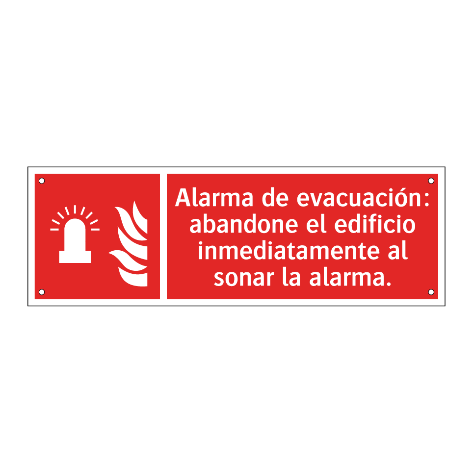 Alarma de evacuación: abandone el edificio inmediatamente al sonar la alarma.