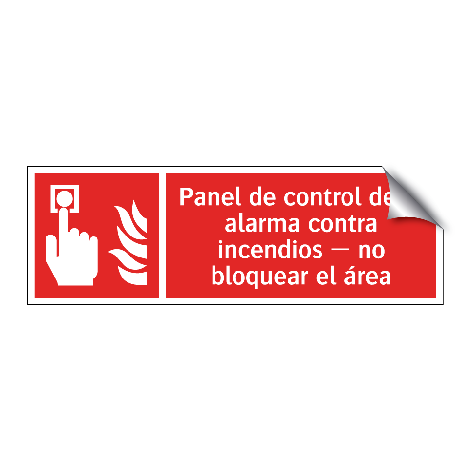 Panel de control de la alarma contra incendios — no bloquear el área