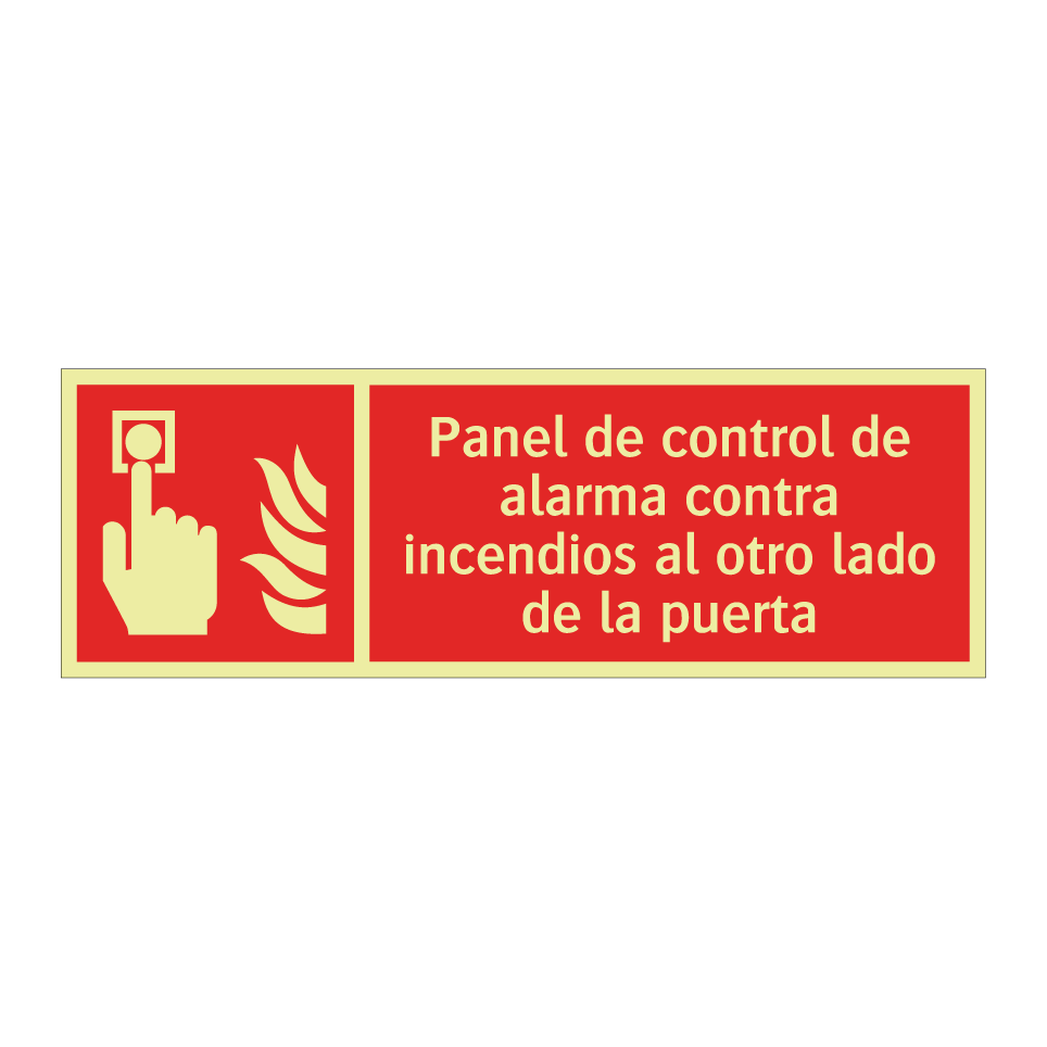 Panel de control de alarma contra incendios al otro lado de la puerta