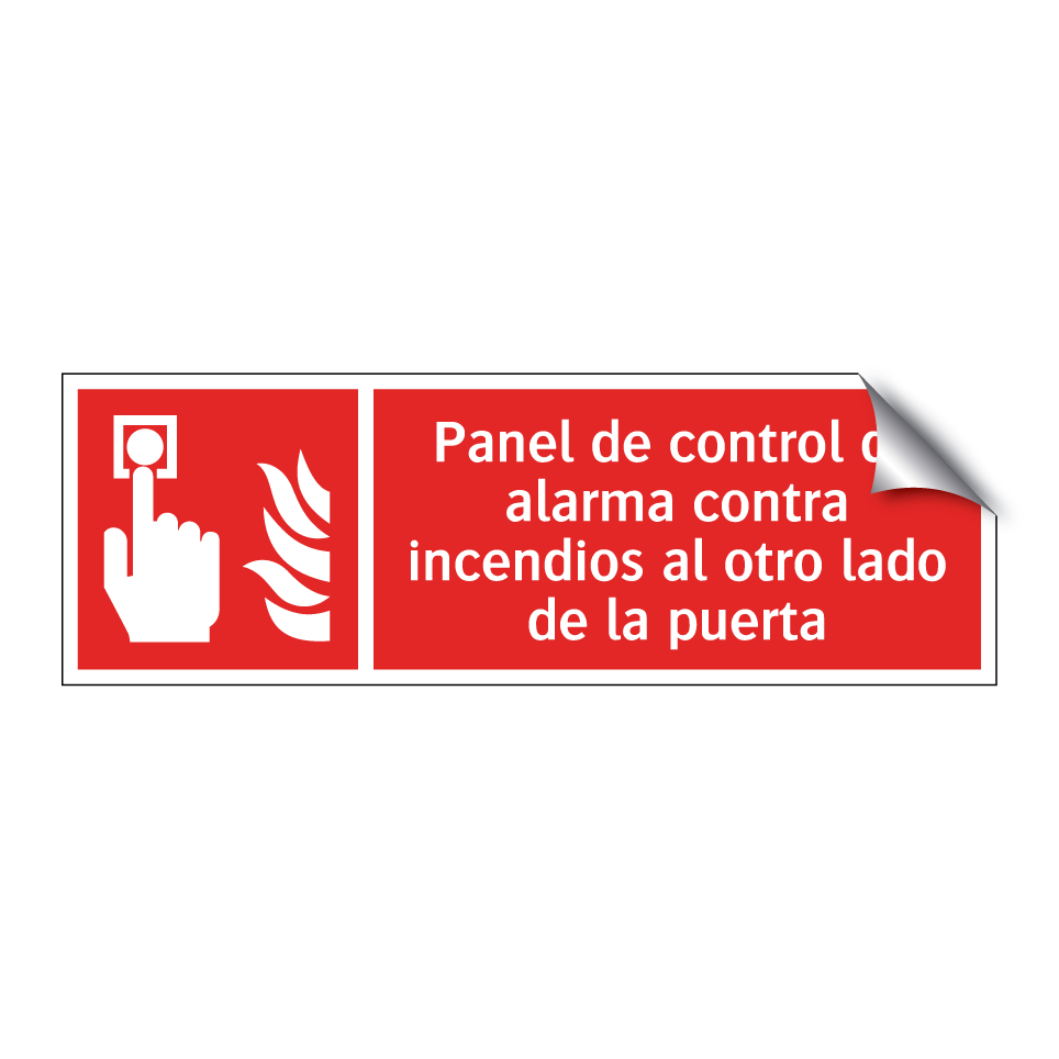Panel de control de alarma contra incendios al otro lado de la puerta