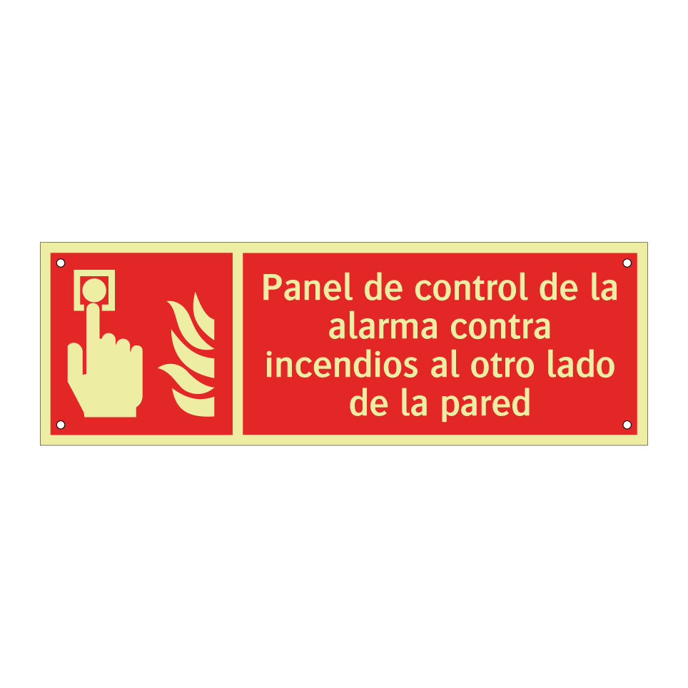 Panel de control de la alarma contra incendios al otro lado de la pared