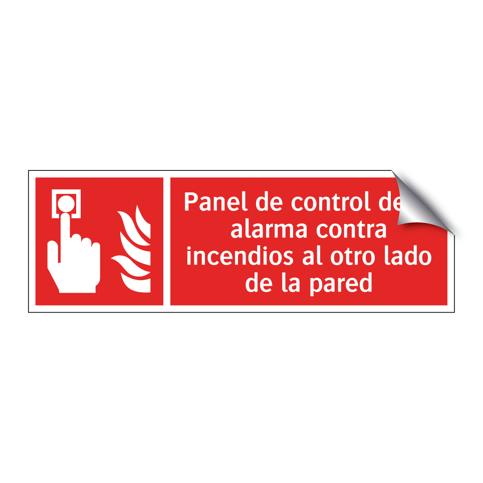 Panel de control de la alarma contra incendios al otro lado de la pared