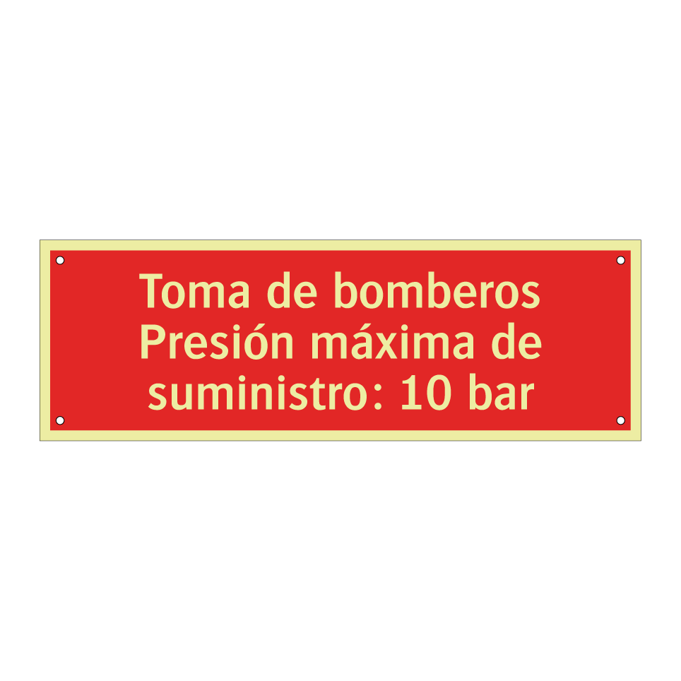 Toma de bomberos Presión máxima de suministro: 10 bar