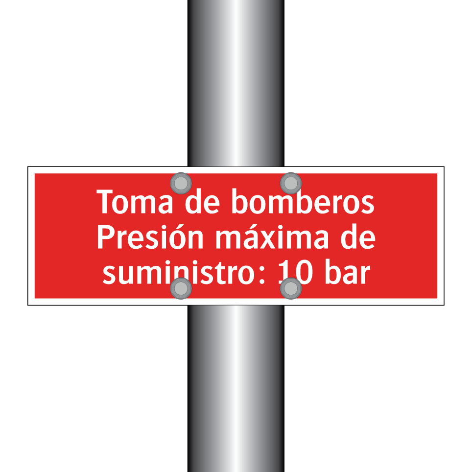 Toma de bomberos Presión máxima de suministro: 10 bar
