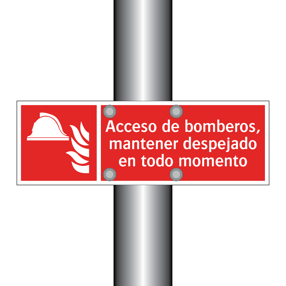 Acceso de bomberos, mantener despejado en todo momento