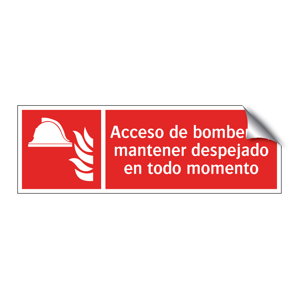 Acceso de bomberos, mantener despejado en todo momento