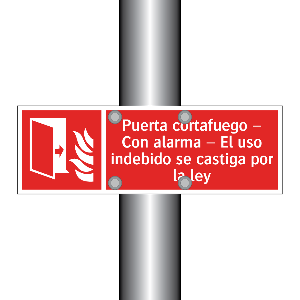 Puerta cortafuego – Con alarma – El uso indebido se castiga por la ley