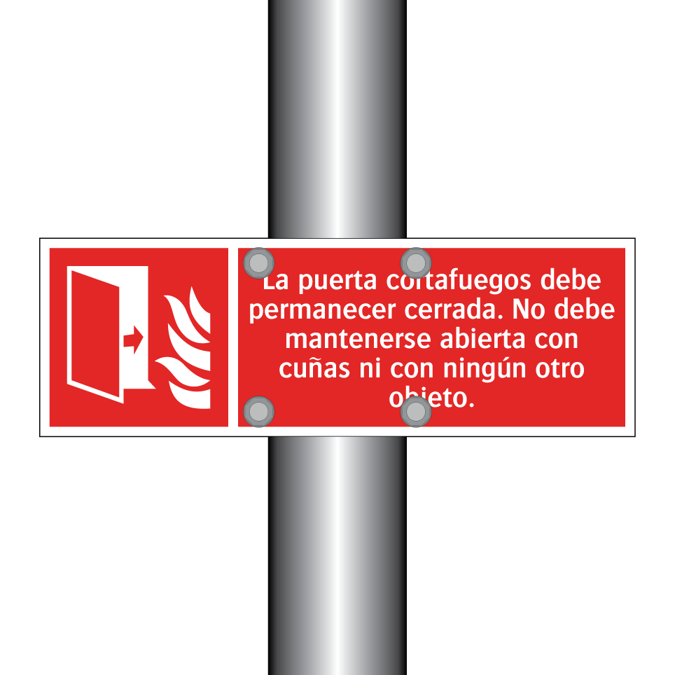 La puerta cortafuegos debe permanecer cerrada. No debe mantenerse abierta con cuñas ni con ningún otro objeto.