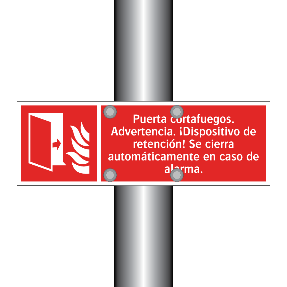 Puerta cortafuegos. Advertencia. ¡Dispositivo de retención! Se cierra automáticamente en caso de alarma.
