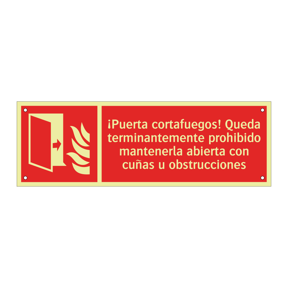 ¡Puerta cortafuegos! Queda terminantemente prohibido mantenerla abierta con cuñas u obstrucciones