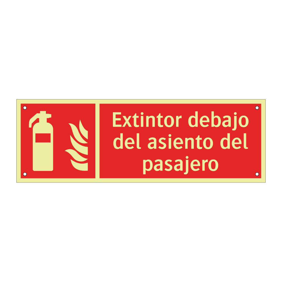 Extintor debajo del asiento del pasajero