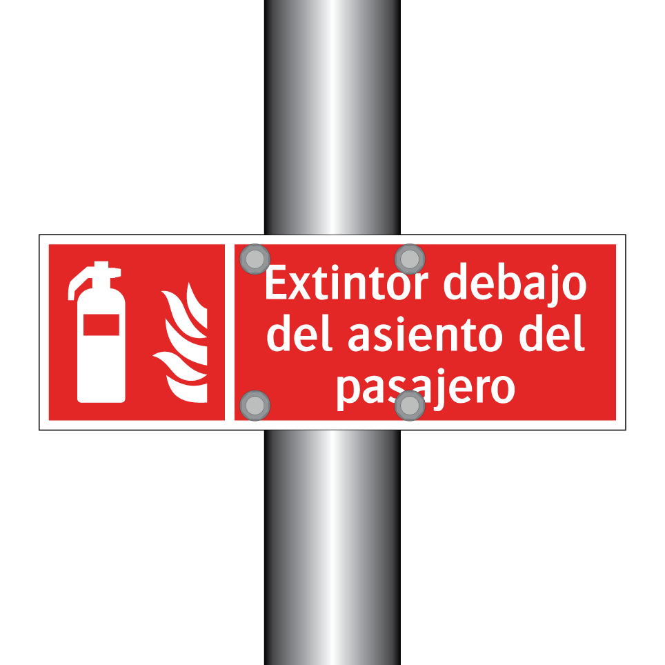 Extintor debajo del asiento del pasajero