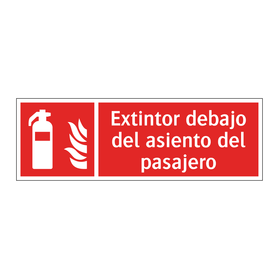 Extintor debajo del asiento del pasajero