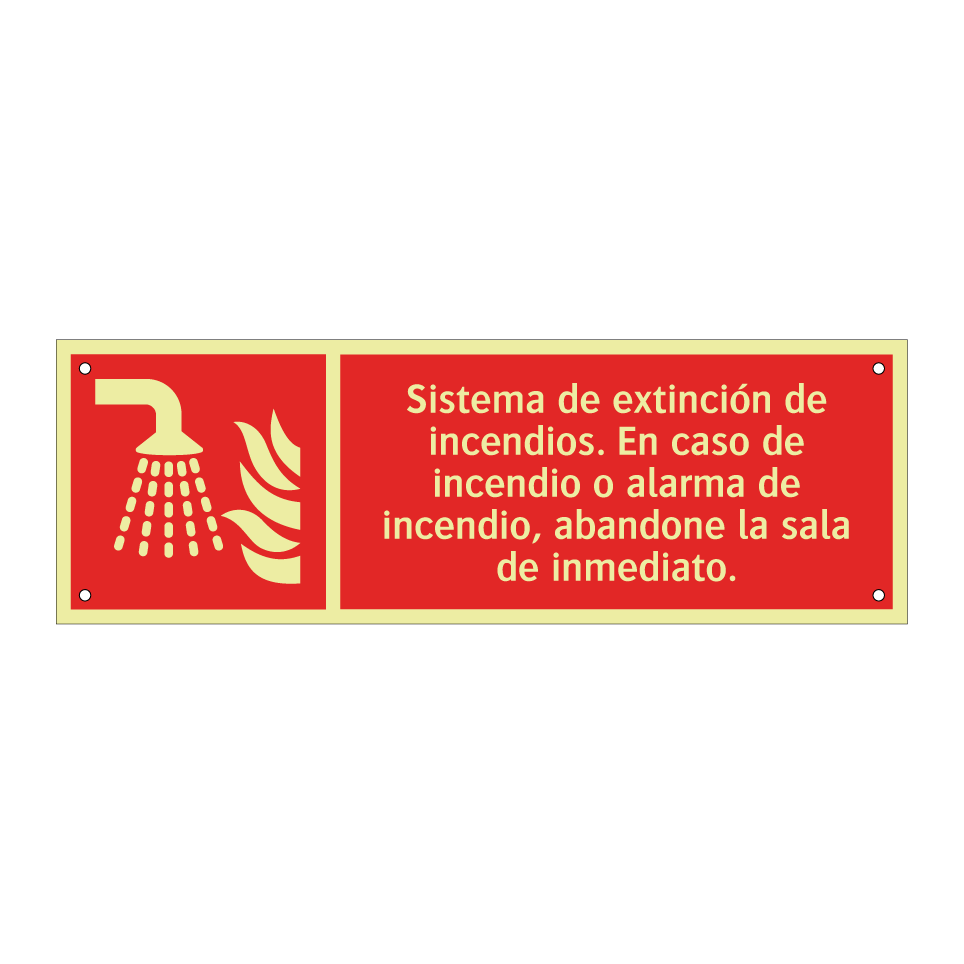 Sistema de extinción de incendios. En caso de incendio o alarma de incendio, abandone la sala de inmediato.