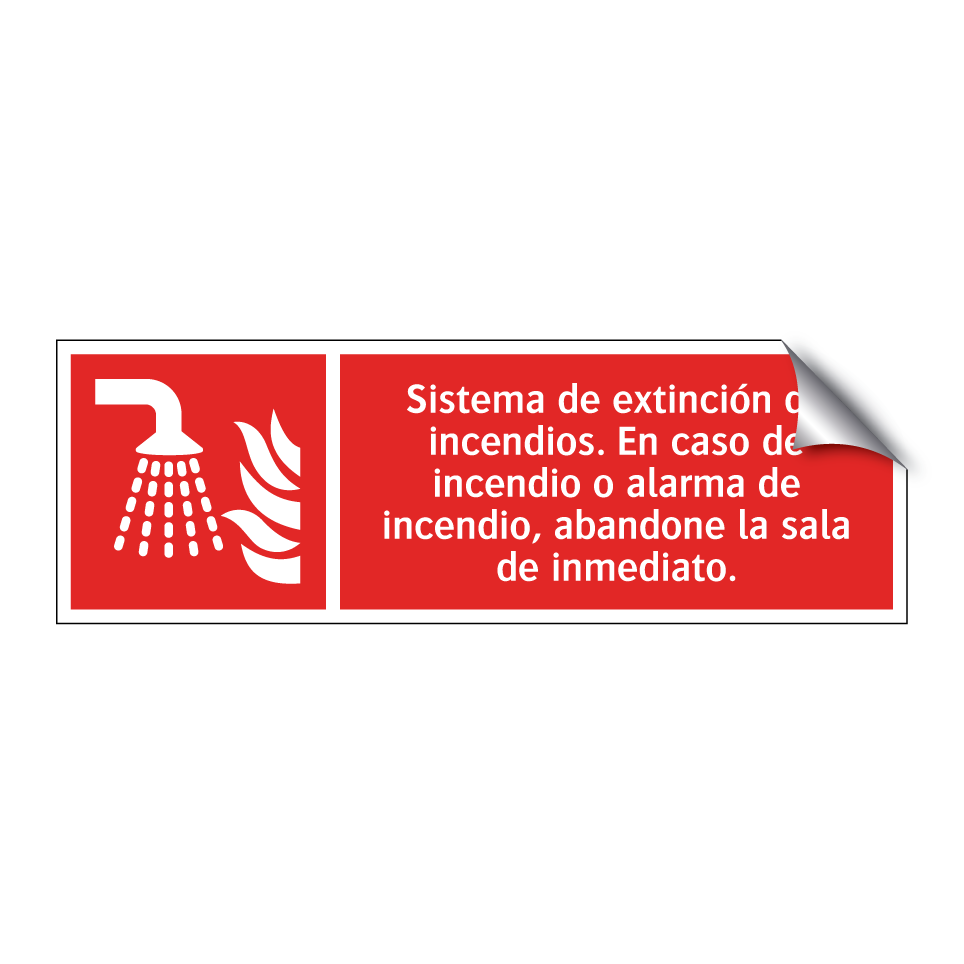 Sistema de extinción de incendios. En caso de incendio o alarma de incendio, abandone la sala de inmediato.