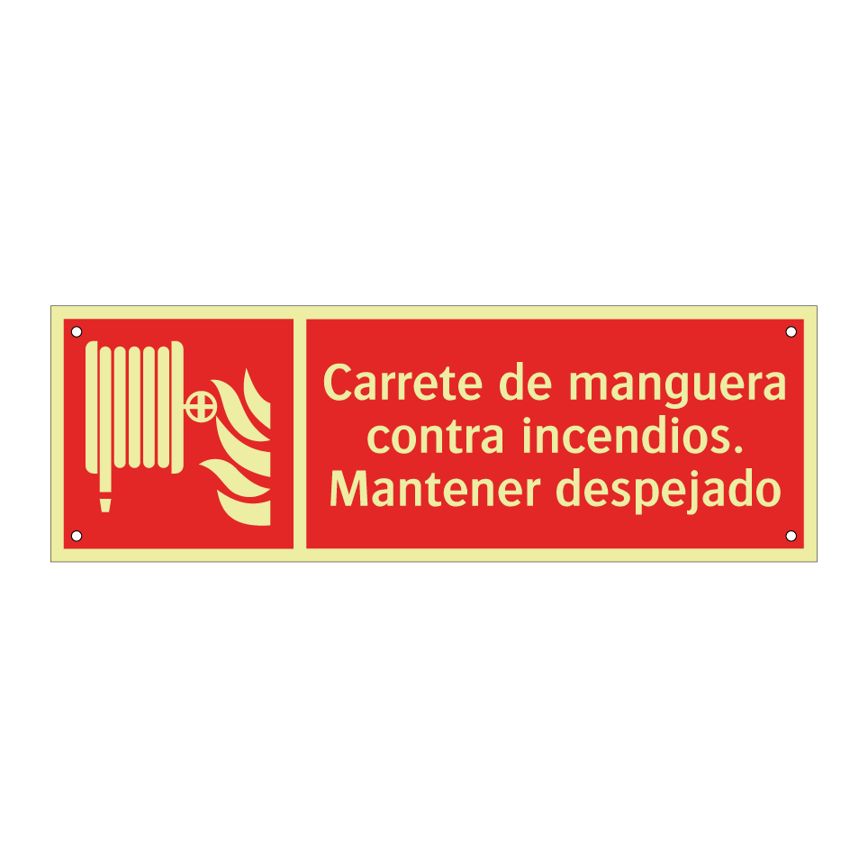 Carrete de manguera contra incendios. Mantener despejado
