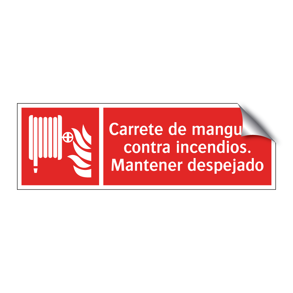 Carrete de manguera contra incendios. Mantener despejado
