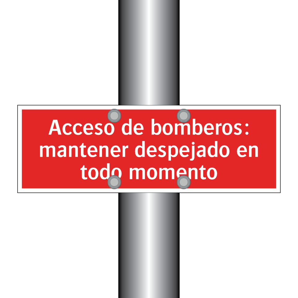 Acceso de bomberos: mantener despejado en todo momento
