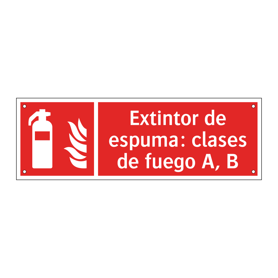 Extintor de espuma: clases de fuego A, B